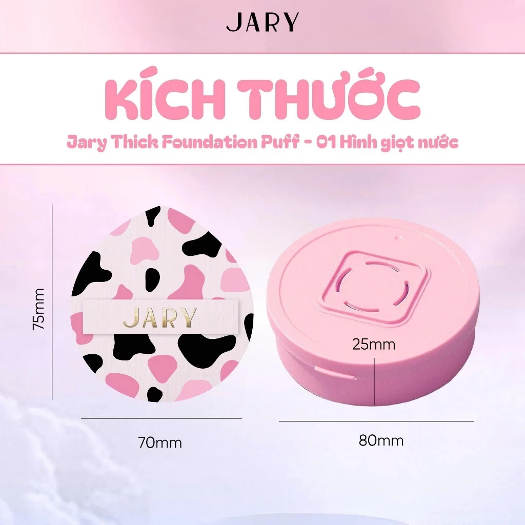 Mút tán nền Jary Thick Foundation Puff lớp nền đều màu tiệp da và mịn màng tự nhiên
