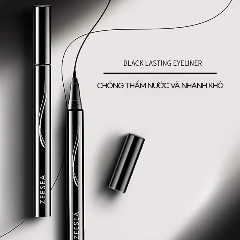 Kẻ mắt nước Zeesea #Black đầu cọ mảnh chống nước cho người mới bắt đầu