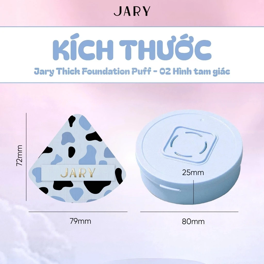Mút tán nền Jary Thick Foundation Puff lớp nền đều màu tiệp da và mịn màng tự nhiên