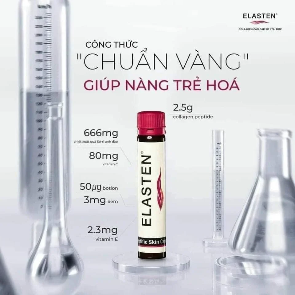 (Tách lẻ) 1 ống nước uống Collagen Elasten hộp 28 ống 700ml làm chậm quá trình lão hóa