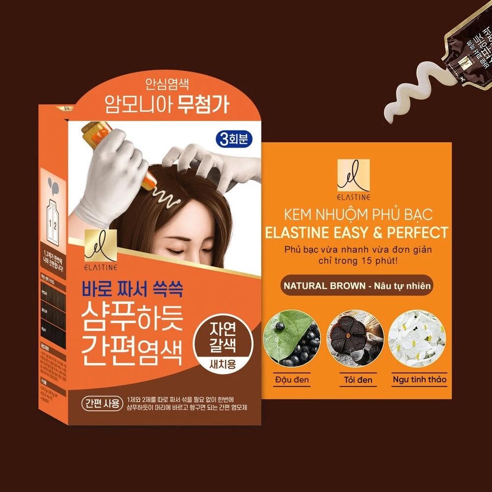 Nhuộm phủ bạc Elastine 60g che phủ tóc bạc toàn diện