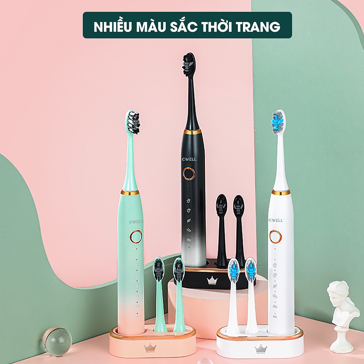 Bàn chải điện CWELL Sonic Toothbrush 5 chế độ làm sạch sâu giữa các răng