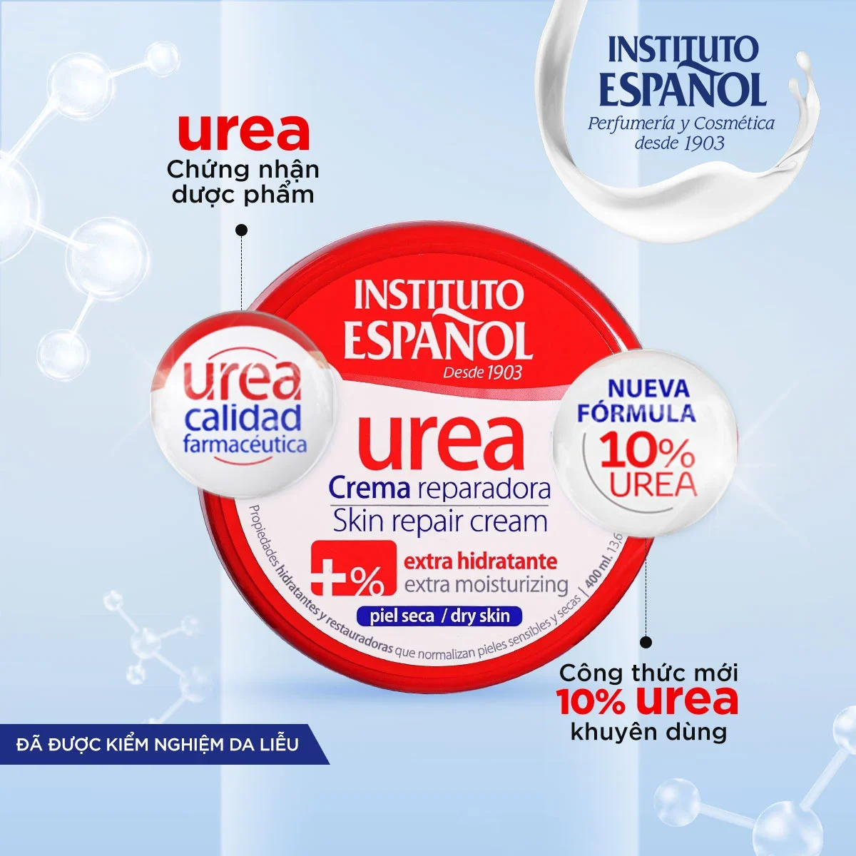 Kem dưỡng thể Instituto Espanol Urea Crema Reparadora Skin Repair Cream 30ml/400ml dưỡng ẩm sâu phục hồi và làm mềm da nứt nẻ