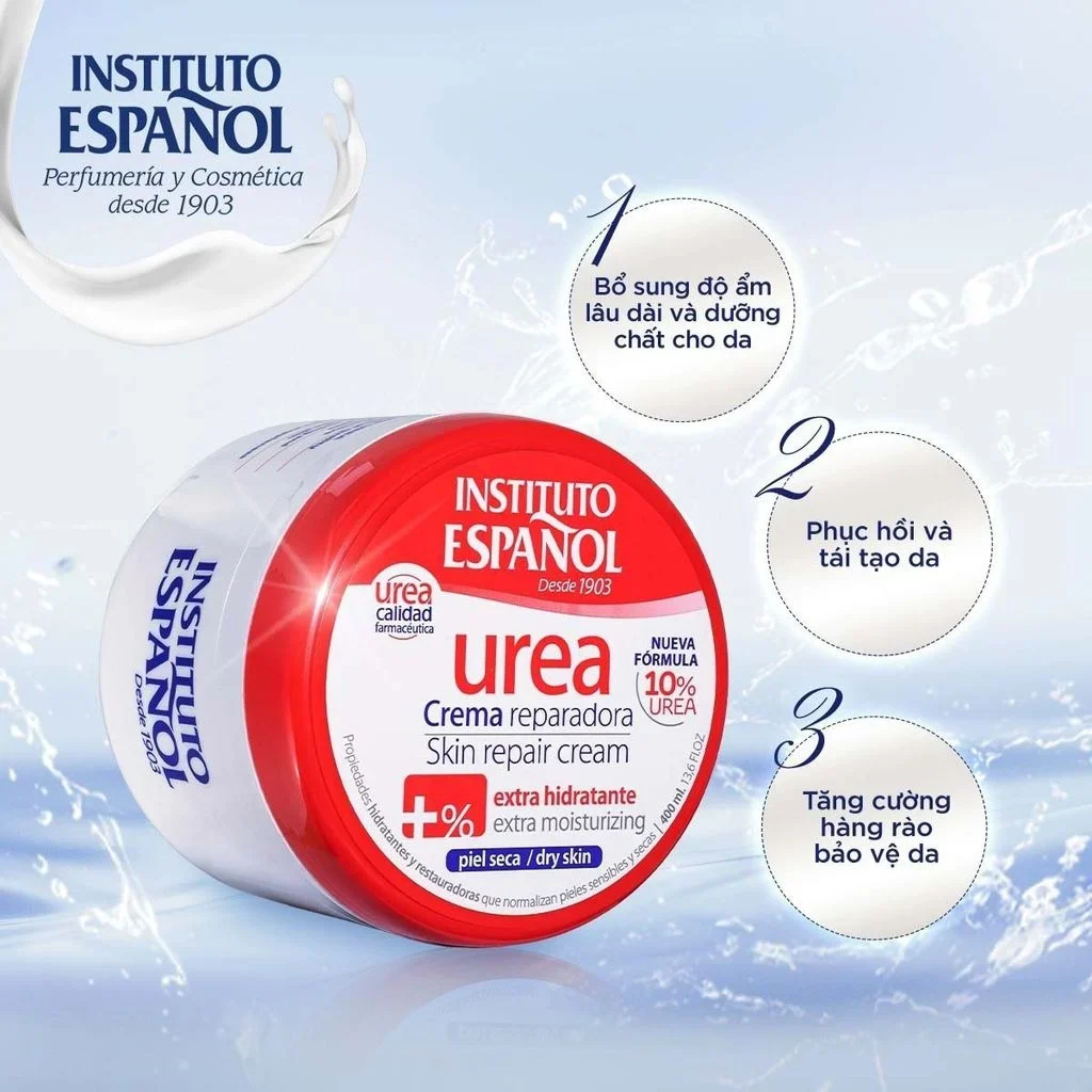 Kem dưỡng thể Instituto Espanol Urea Crema Reparadora Skin Repair Cream 30ml/400ml dưỡng ẩm sâu phục hồi và làm mềm da nứt nẻ