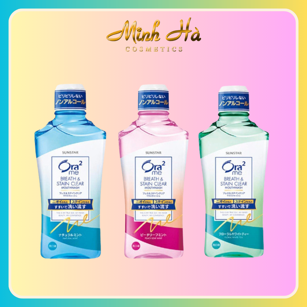 Nước súc miệng Ora2 me Mouthwash Stain Care 460ml làm sạch khoang miệng ngăn ngừa mảng bám