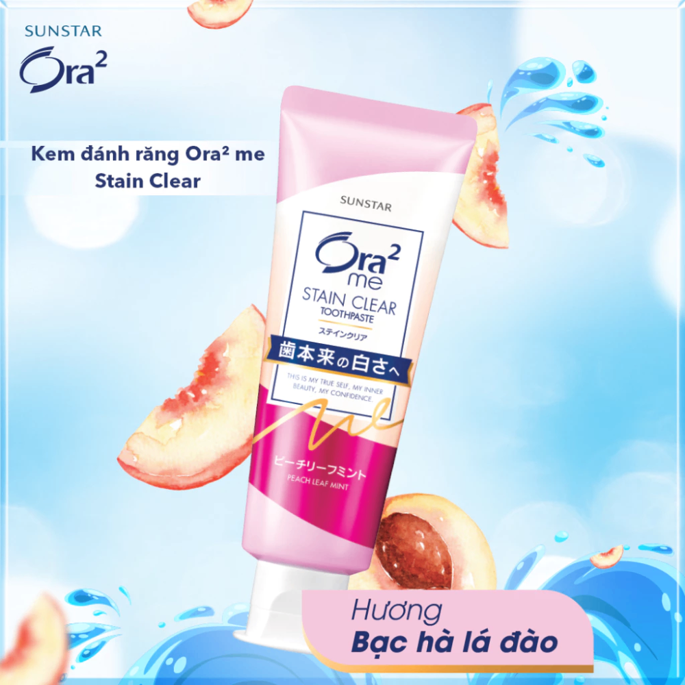 Kem đánh răng Ora2 me Stain Clear Toothpaste 140g hơi thở thơm mát đánh bay mảng bám và vết ố