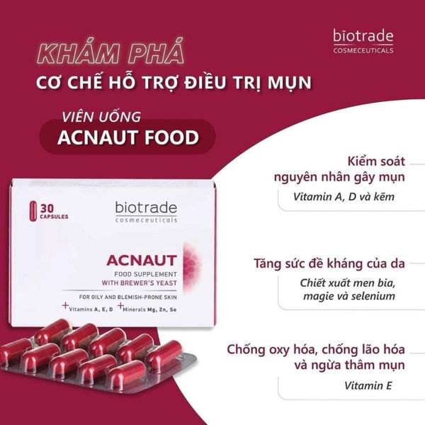 Viên Uống Trị Mụn Biotrade Acnaut Food Supplement With Brewer’s Yeast 30 Viên