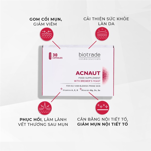 Viên Uống Trị Mụn Biotrade Acnaut Food Supplement With Brewer’s Yeast 30 Viên
