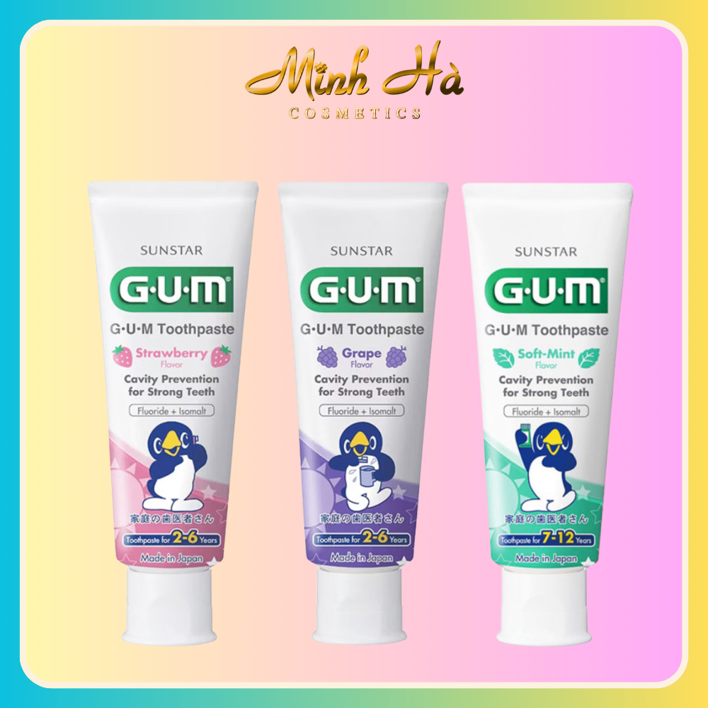 Kem đánh răng Gum Kids cho trẻ từ 2-6/7-12 tuổi 70g làm sạch răng sữa ngừa sâu răng và bảo vệ men răng
