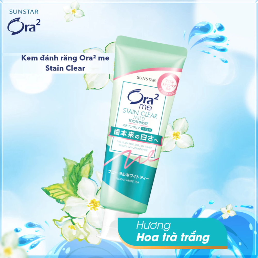 Kem đánh răng Ora2 me Stain Clear Toothpaste 140g hơi thở thơm mát đánh bay mảng bám và vết ố