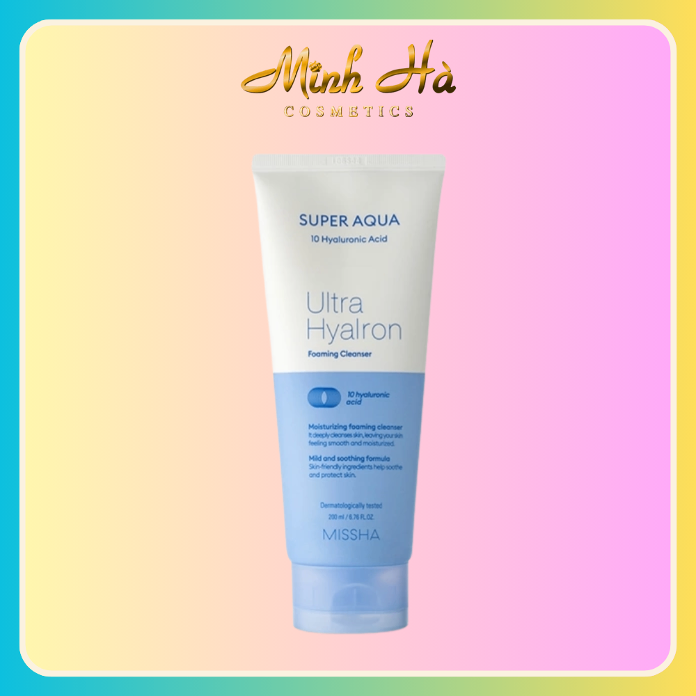 Sữa Rửa Mặt Missha Super Aqua 10 Hyaluronic acid Ultra Hyalon 200ml