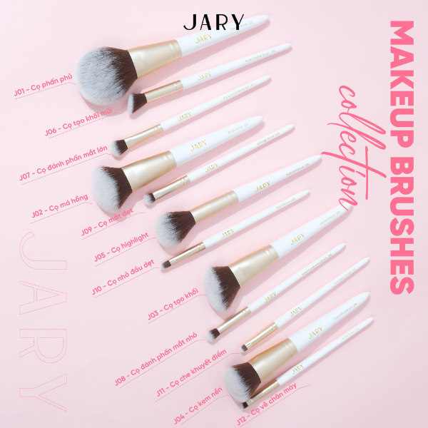 Cọ trang điểm cao cấp thuần chay Jary Makeup Brush lẻ từng cây tán phấn đều màu mềm êm trên da