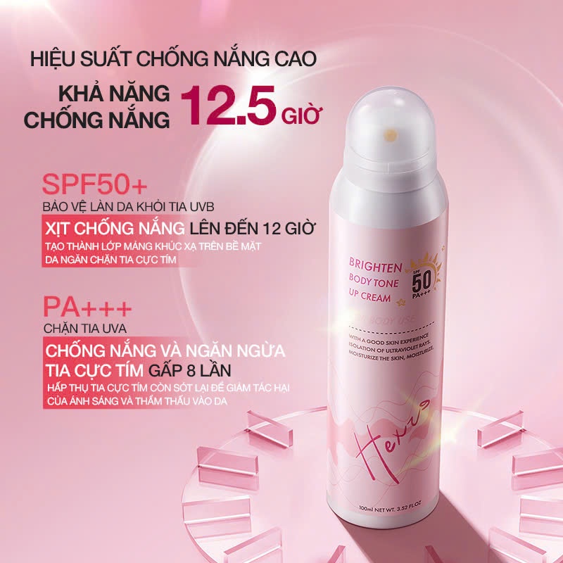 Xịt chống nắng nâng tông Hexze Brighten Body Tone Up Cream 100ml