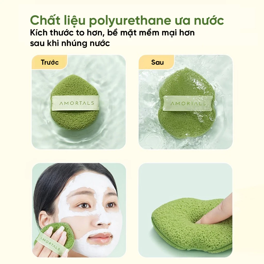 Hộp mút bọt biển rửa mặt AMORTALS rửa mặt sạch sâu cho mọi loại da