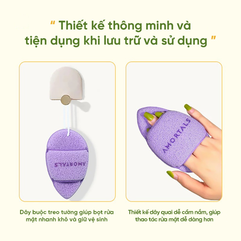 Hộp mút bọt biển rửa mặt AMORTALS rửa mặt sạch sâu cho mọi loại da