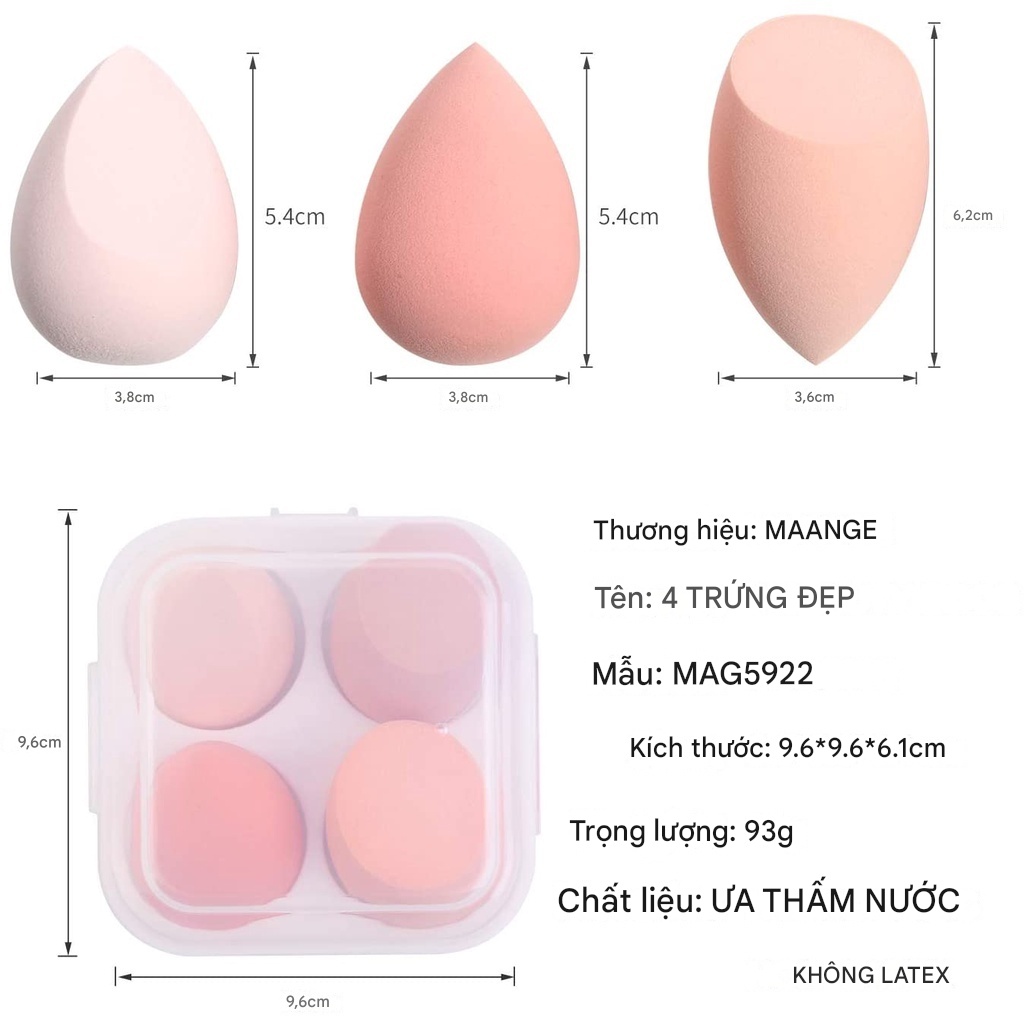 Hộp bông mút trang điểm MAANGE 4pcs 9452-1