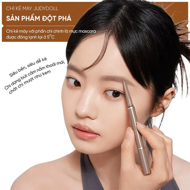 Chì kẻ mày Judydoll Long-lasting Eyebrow Gel Pencil #02 dễ kẻ lâu trôi lên màu tự nhiê