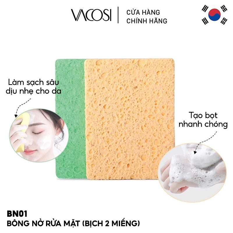 Bông nở rửa mặt Vacosi BN01