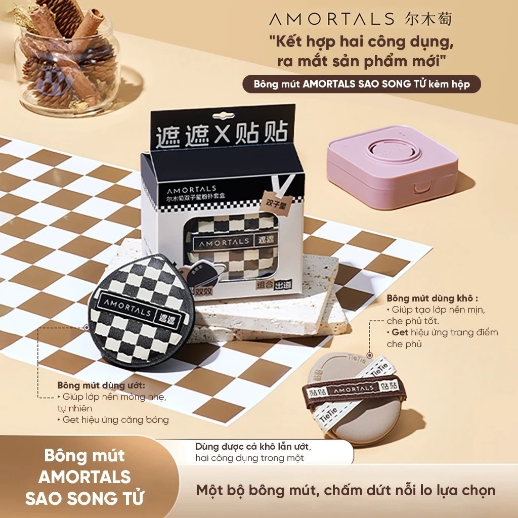 Hộp mút trang điểm AMORTALS Song tử 2pcs