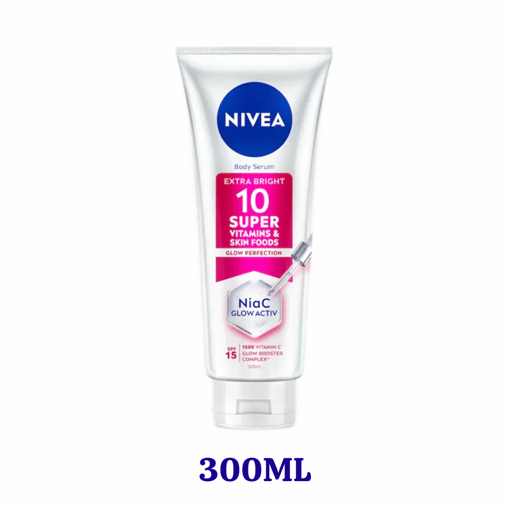 Dưỡng thể body Nivea Extra Bright 10 Super Vitamins & Skin Foods NiaC Glow Activ sáng da mờ đốm nâu