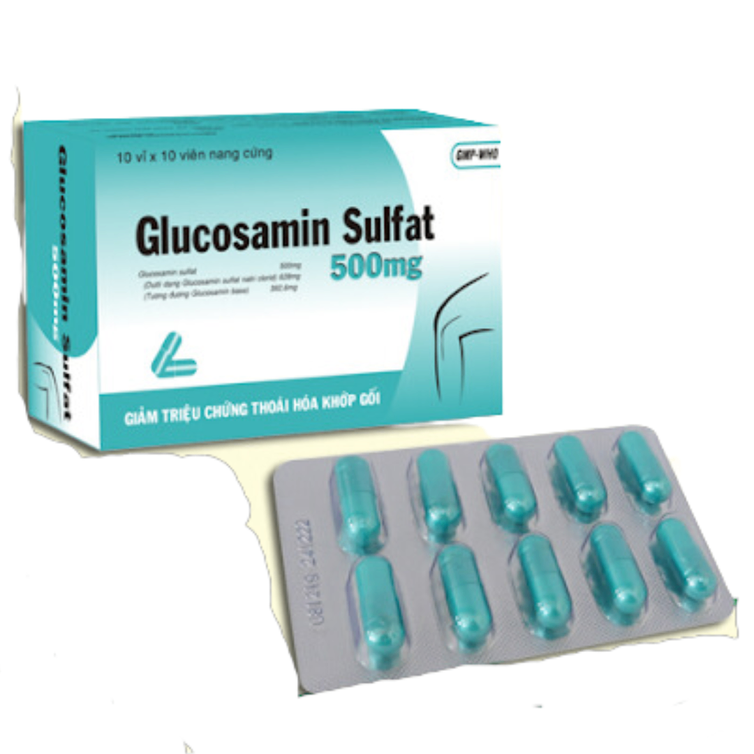 1534. Glucosamin 500 (Gluco 500mg, Hộp 10 vỉ bấm x 10 viên nén bao phim) Tipharco
