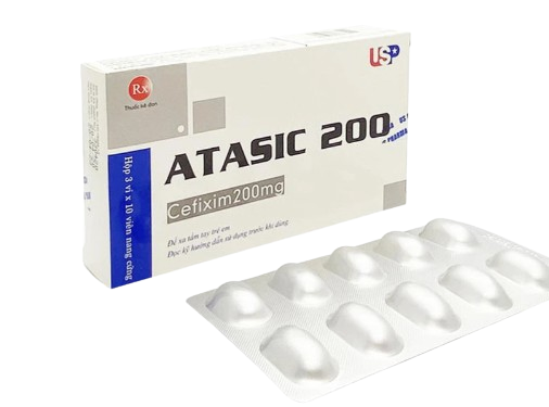 5169. Atasic 200 ( Cefixim 200mg; Hộp 3 vỉ x 10 viên nén bao phim; Thùng 168 hộp) US Pharm.