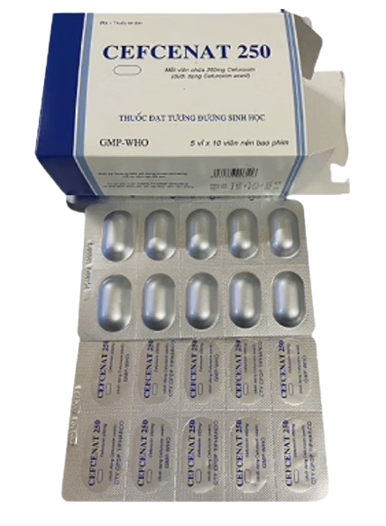 5170. Cefcenat 250 ( Cefuroxim 250mg; Hộp 5 vỉ x 10 viên nén bao phim; Thùng 116 hộp) TIPHARCO
