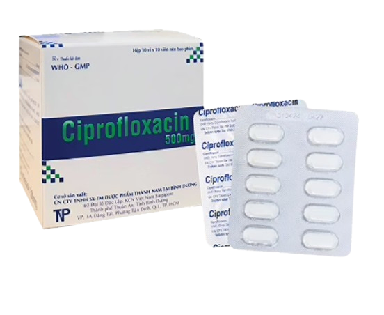 5177. Ciprofloxacin 500 (Ciprofloxacin 500mg; Hộp 10 vỉ x 10 viên nén bao phim; Thùng 92 hộp) Thành Nam.