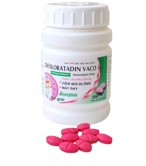 5187. Desloratadin Vaco ( Desloratadin 5mg; Chai 200 viên nén bao phim; Thùng 120 chai) Vacopharm.