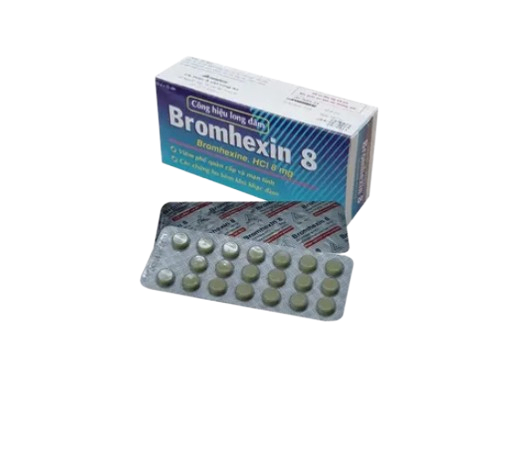 4433. BROMHEXIN 8 ( Bromhexin hydroclorid 8mg; Hộp 10 vỉ bấm x 20 viên nén bao phim tròn vàng; Thùng 168 hộp ) Vacopharm