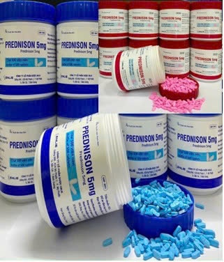5018. PREDNISON (có 2 màu Xanh, Hồng), (Prednisolon 5mg, Chai 500 viên, Thùng 100 chai) Becamex
