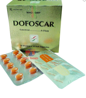 5200. DOFOSCAR (Calcitriol 0.25mcg; Hộp 10 vỉ x 10 viên nén; Thùng 100 hộp) Đông Nam