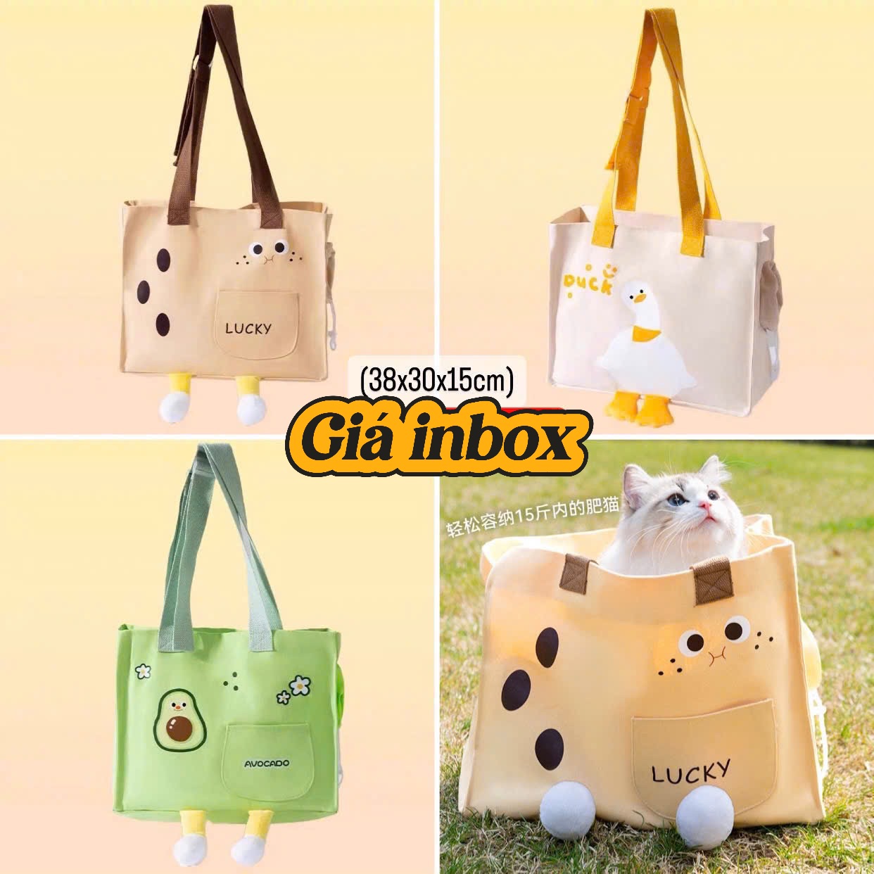 Túi tote vui nhộn 38cm