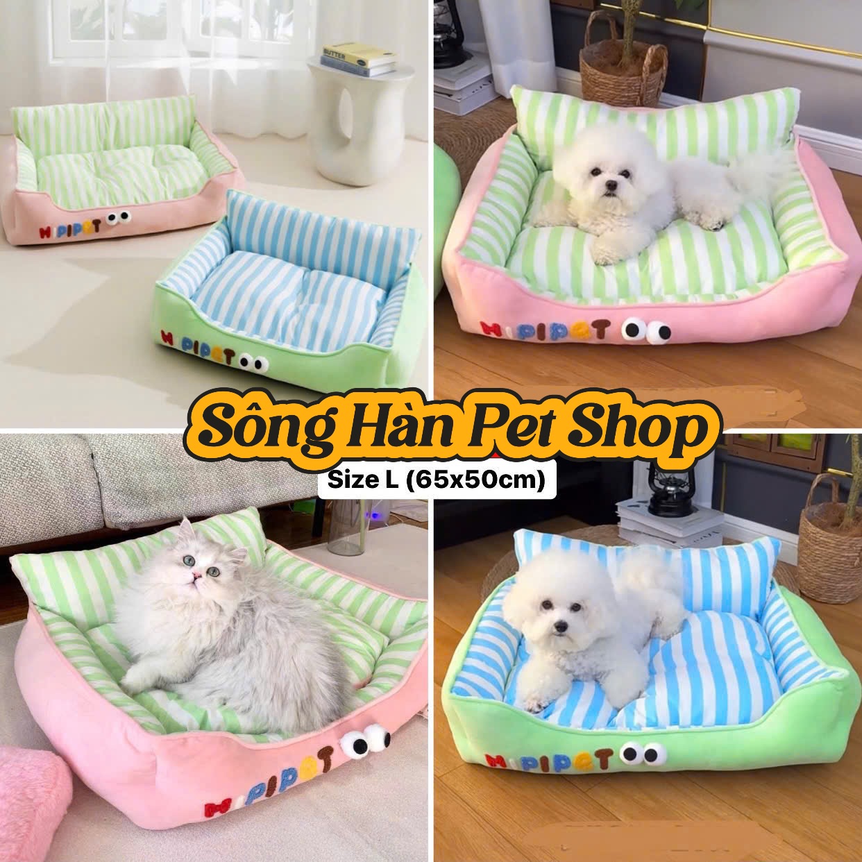 Đệm Hippiopet kẻ sọc gắn đôi mắt