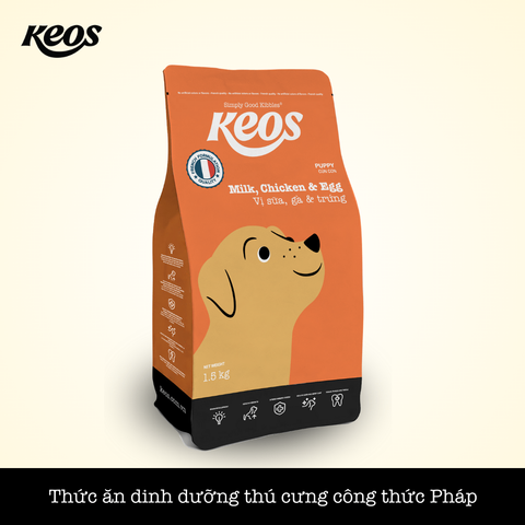 Hạt Keos Puppy Vị Gà & Trứng & Sữa 1.5kg