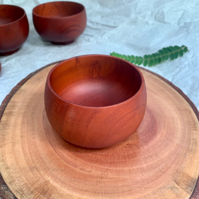 Bát gỗ bầu màu nâu đỏ 11x6cm