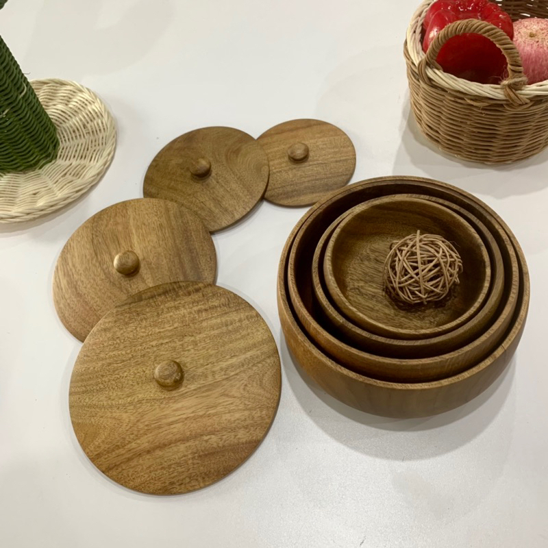 Bát gỗ keo có nắp