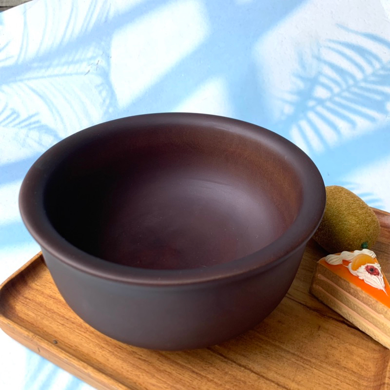 Bát gỗ xà cừ miệng loe màu nâu đen 20cm