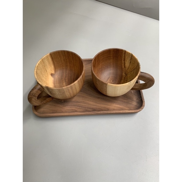 Cốc gỗ keo có quai 10x8cm