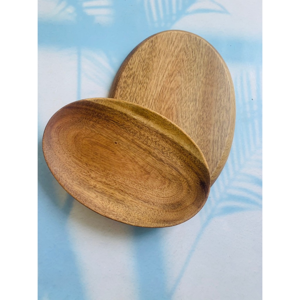 Đĩa gỗ oval gỗ keo