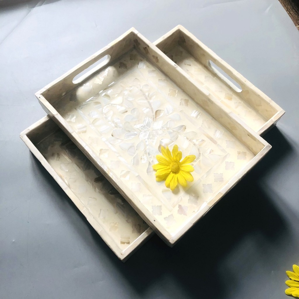 Khay Khảm Trai Trắng Hình chữ nhật