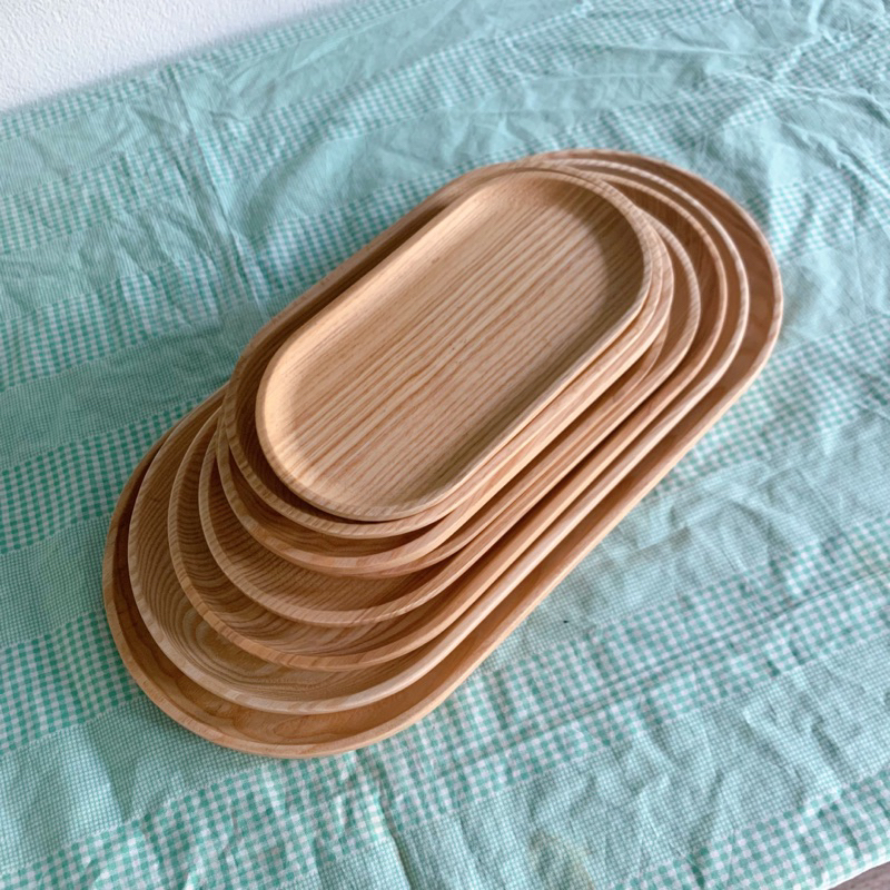 Khay gỗ oval Tần bì nhiều kích thước