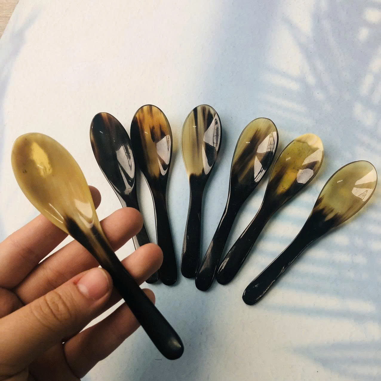 Thìa sừng 12cm miệng dài