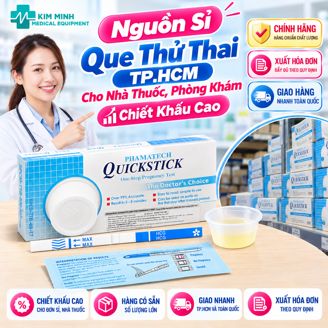 Nguồn Sỉ Que Thử Thai TP.HCM Cho Nhà Thuốc, Phòng Khám: Chiết Khấu Cao
