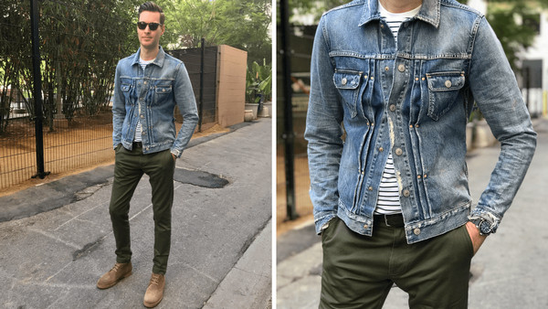 Áo khoác jeans với quần Chinos