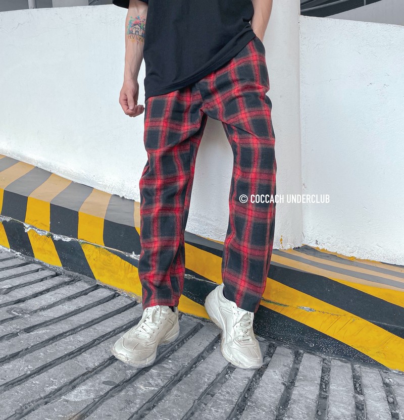 Quần jogger ENG caro - Đỏ - M