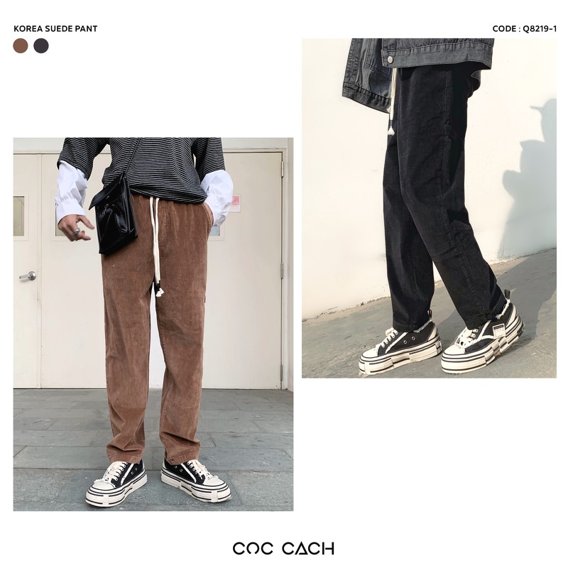 Quần suede xuông korea Q8219-1 - Nâu - M