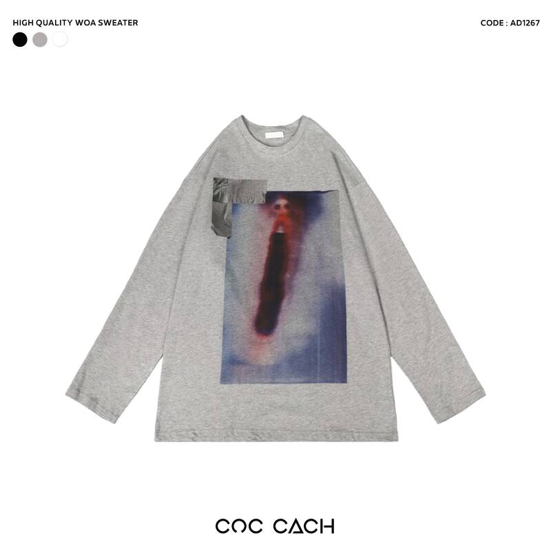 Áo nỉ cao cấp Woa - Xám - M