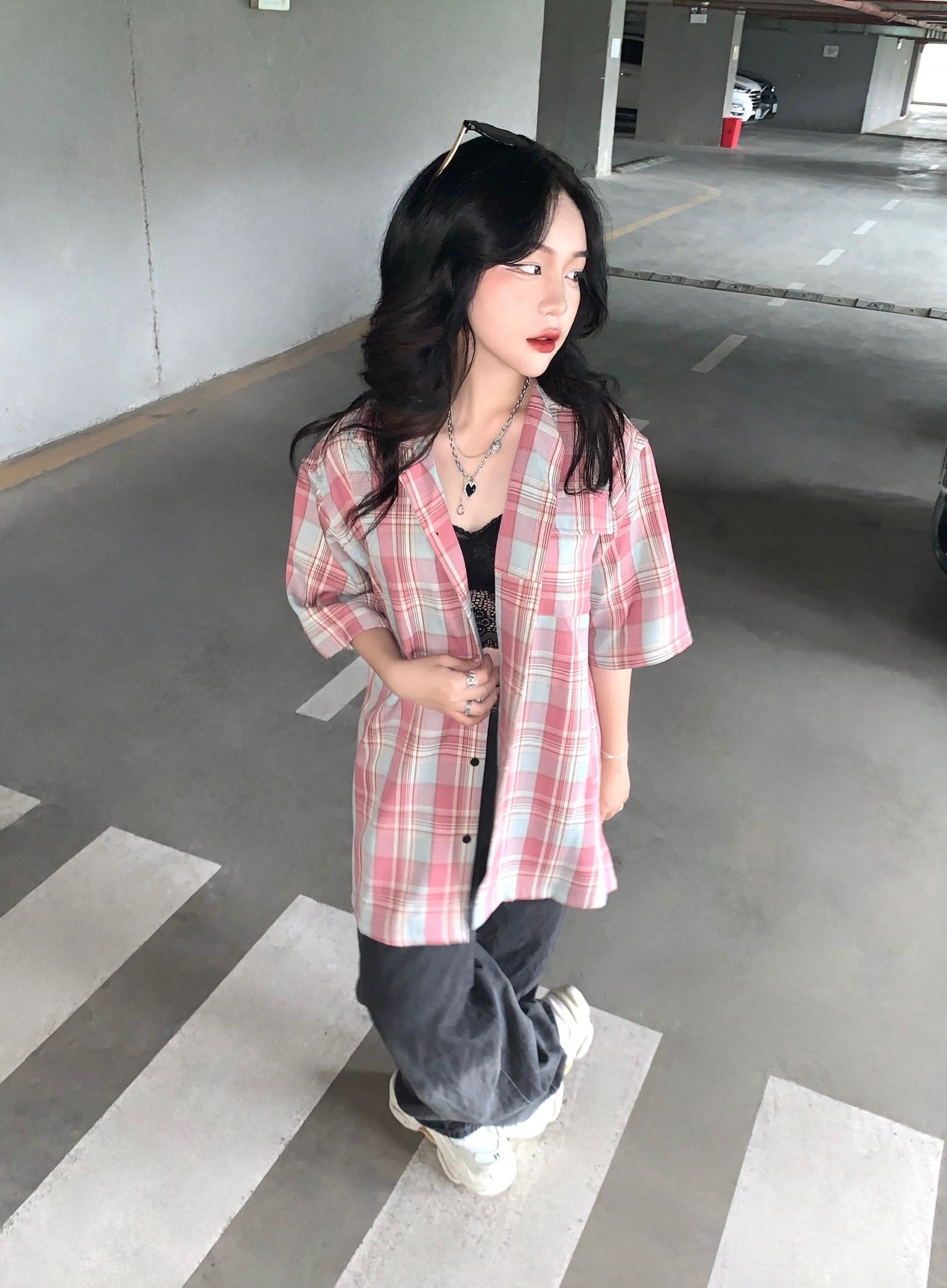 Áo sơ mi caro COCCACH - Hồng - L