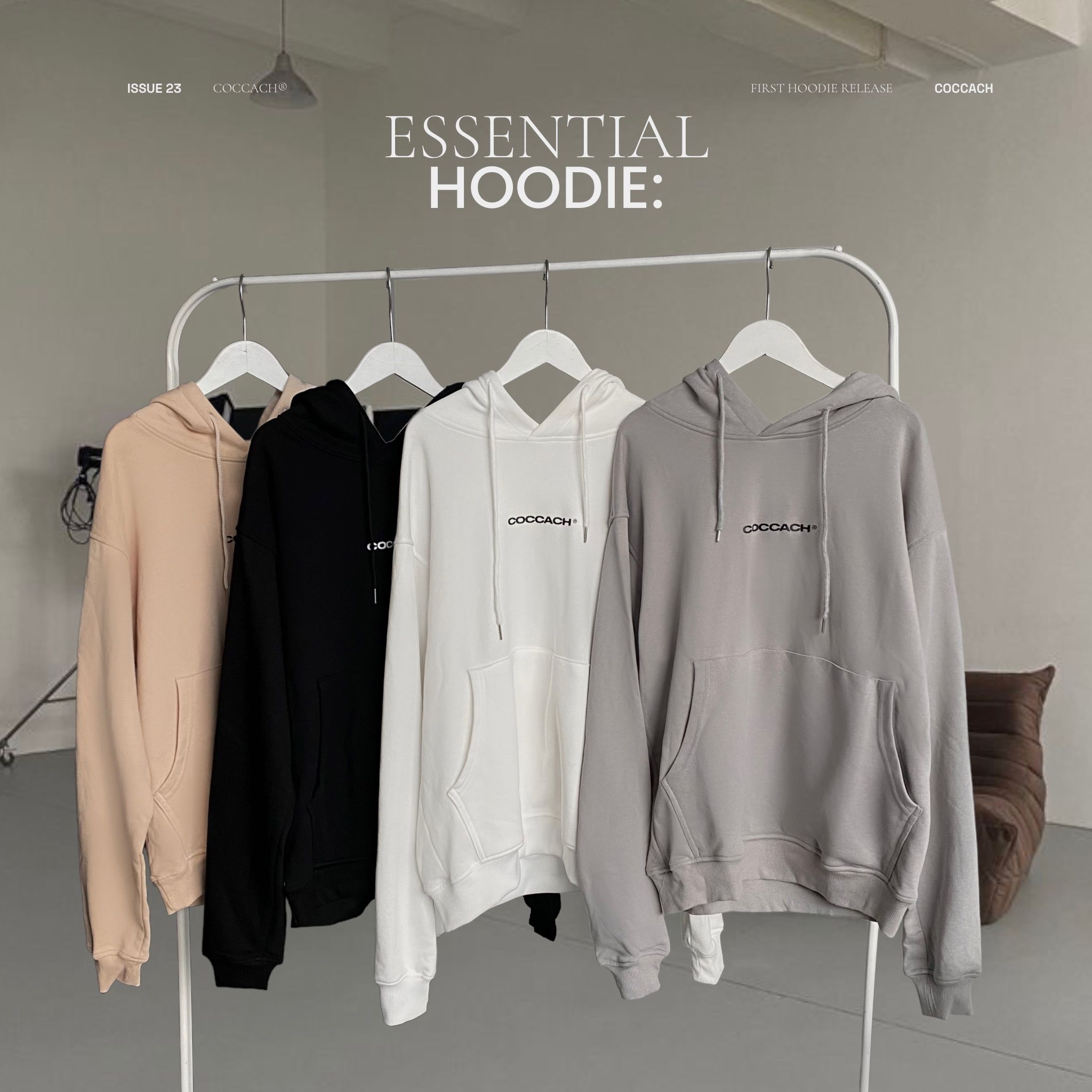 Áo hoodie basic COCCACH #135 - Trắng - XL